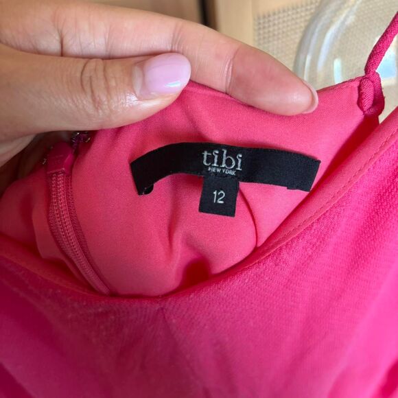 Tibi hot pink skinny strap dress new york midi slip size 12 - Picture 3 of 6